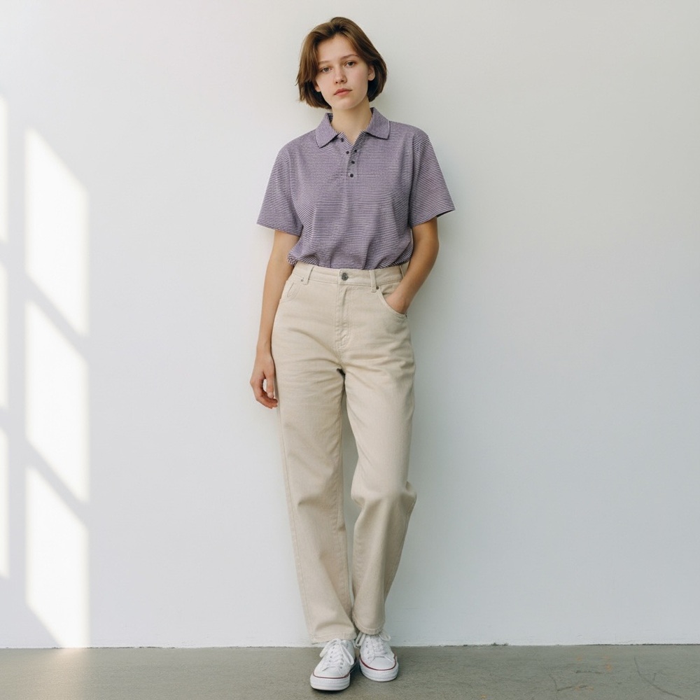 OOBE Striped Knit V Neck Polo‎